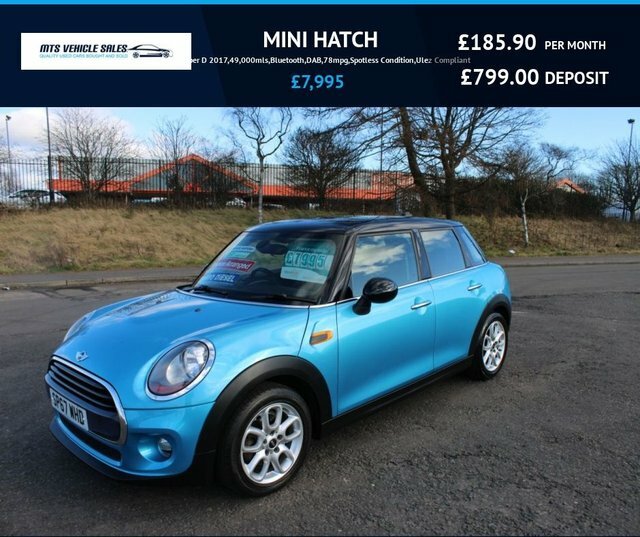 Mini Hatch 2017 1.5 Cooper D 2017,49,000Mls,bluetooth,dab,78m Blue