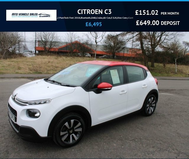 Citroen C3 2018 1.2 Puretech Feel 2018,Bluetooth,dab,cruise,a White