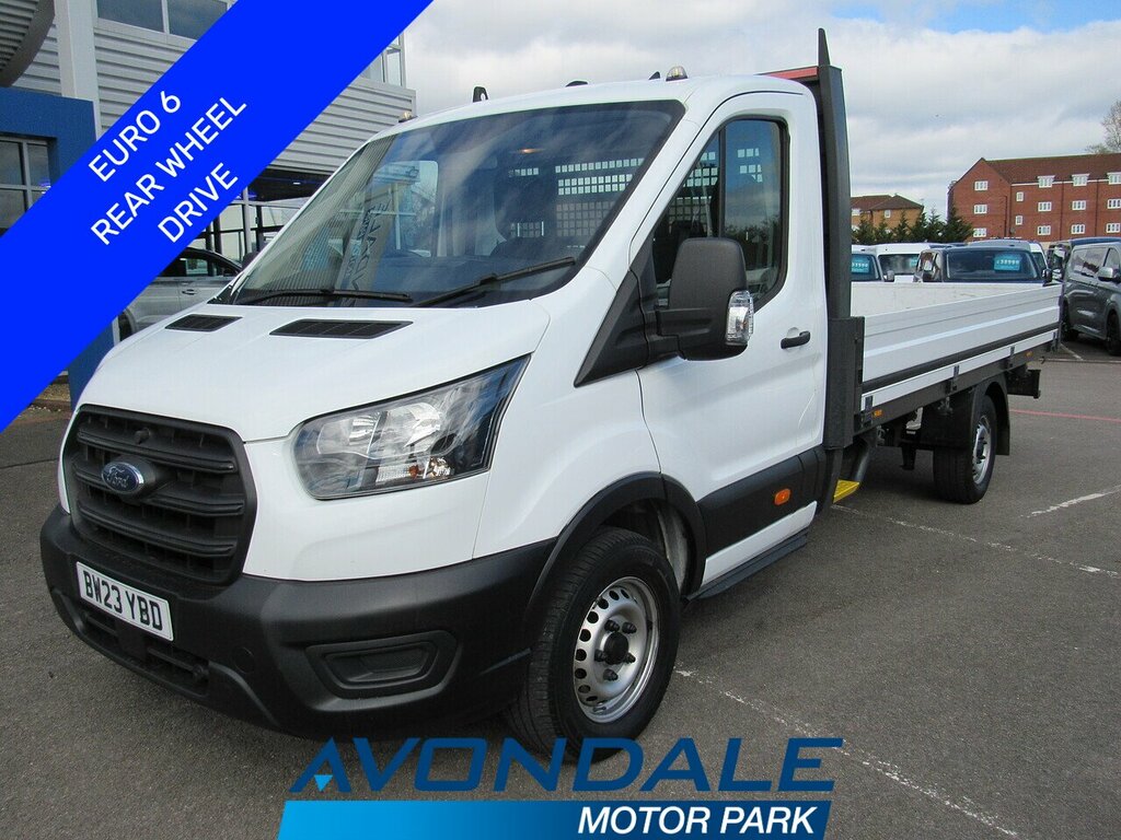 Ford Transit Custom 350 Ecoblue Leader L4 Xlwb Rwd Dropside 2.0 Ch BW23YBD White