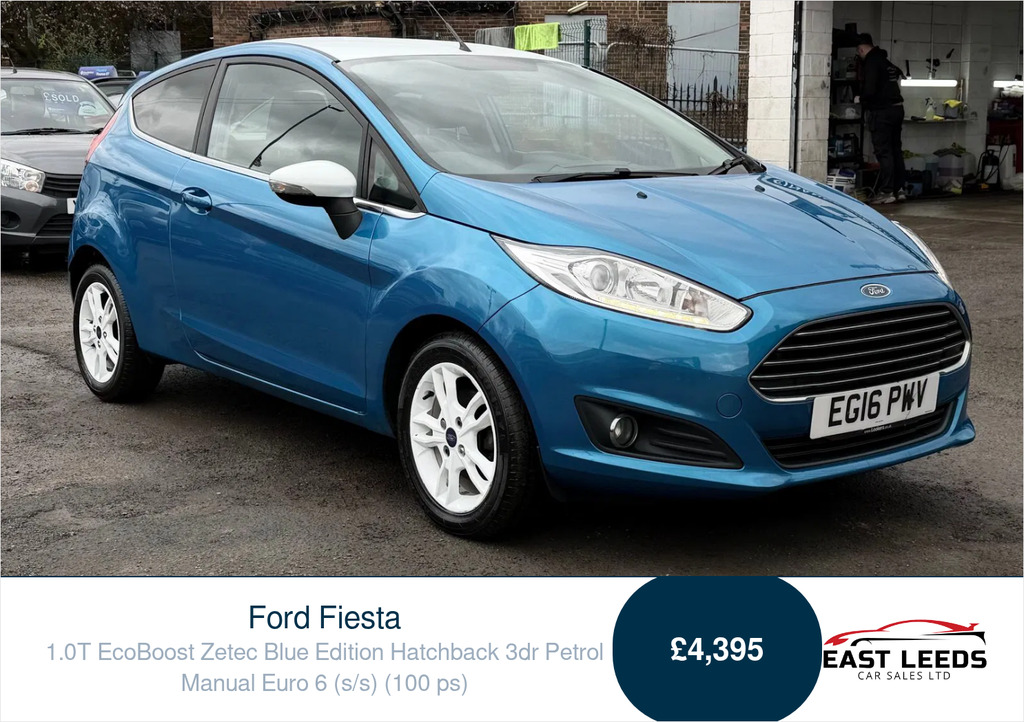 Ford Fiesta 1.0T Ecoboost Zetec Blue Edition Hatchback Pet Blue