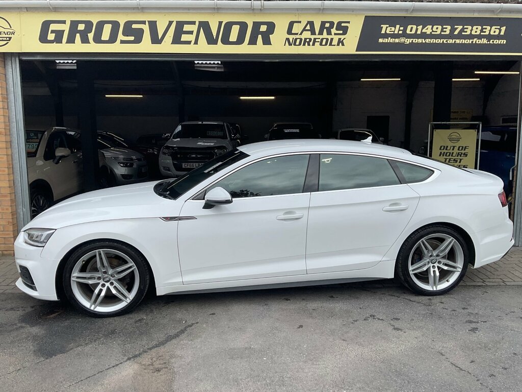 Audi A5 2.0 Tfsi 40 S Line Sportback S Tronic E PG68AUJ White #2