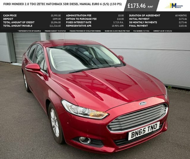 Ford Mondeo 2.0 Tdci Zetec Hatchback Euro 6 Red #2
