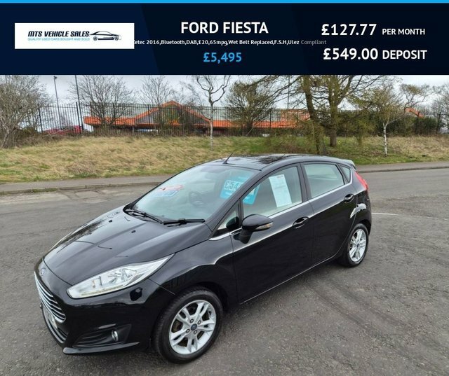 Ford Fiesta 2016 1.0T Zetec 2016,Bluetooth,dab,20,65mpg,wet B Black