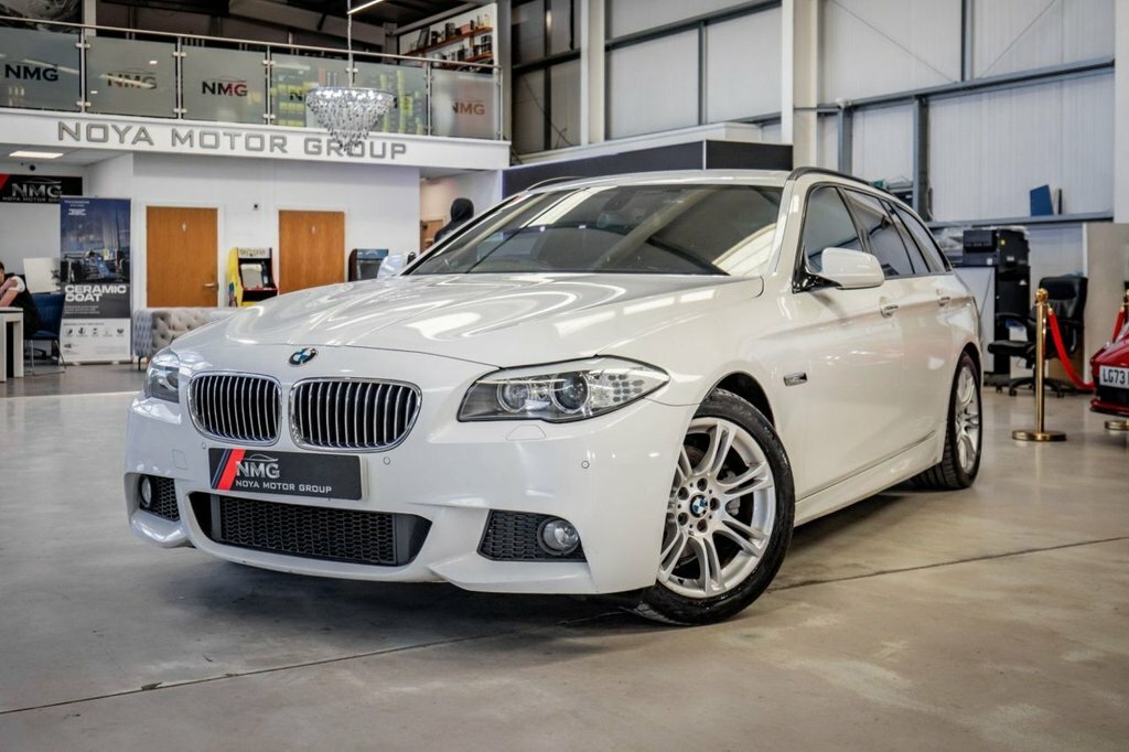 BMW 5 Series Estate White #4