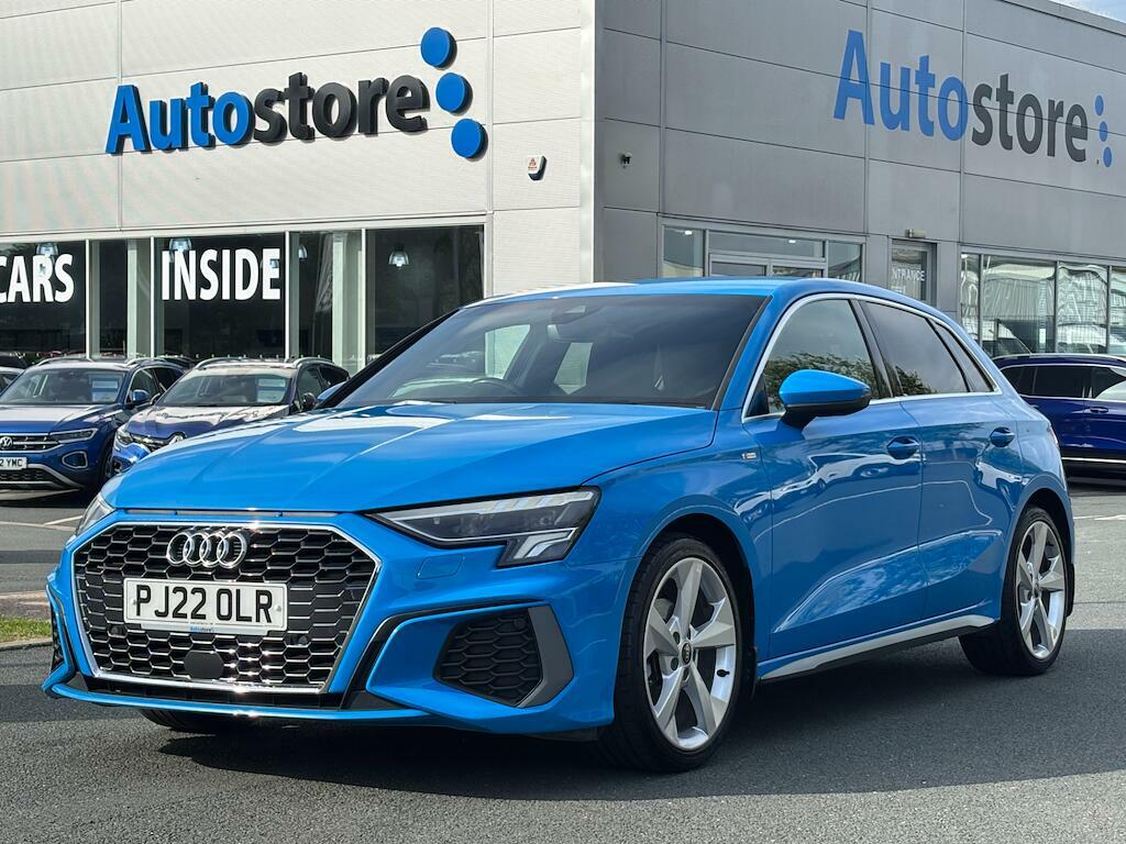 Audi A3 1.5 Tfsi 35 S Line Sportback S Tronic Euro 6 Ss PJ22OLR Blue