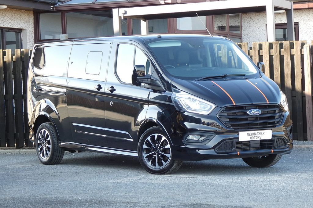 Ford Transit Custom 2.0 310 Ecoblue Sport Crew Van Double Cab 6Dr Dies YN19NEX Black