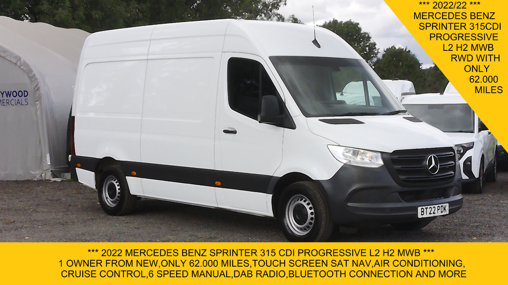 Mercedes-Benz Sprinter 315 Progressive Mwb L2 H2 Rwd,sat Nav,air Conditio White