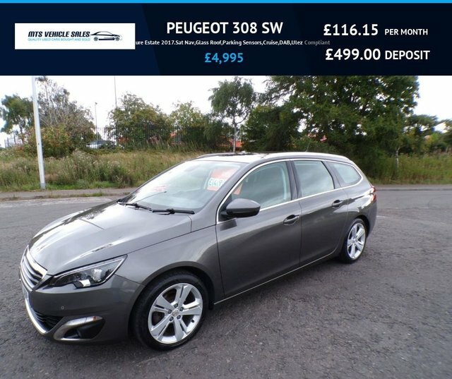 Peugeot 308 SW 2017 1.2 Allure Estate 2017.Sat Nav,glass Roof,par Grey