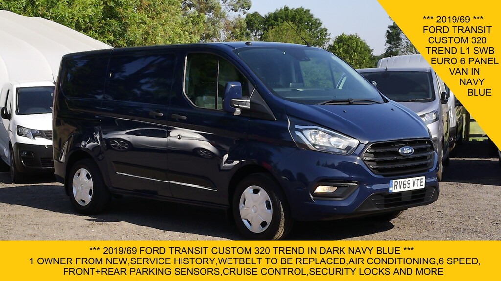 Ford Transit Custom 320 Trend L1 Swb In Dark Blue,air Conditioning,par 