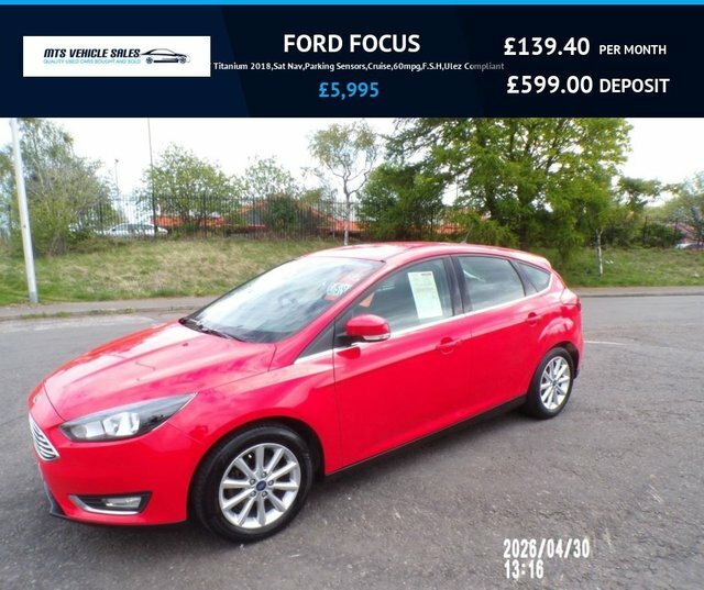 Ford Focus 2018 1.0T Titanium 2018,Sat Nav,parking Sensors,cr Red