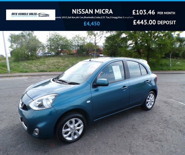 Nissan Micra 2015 1.2 Acenta 2015,Sat Nav,air Con,bluetooth,cru Blue