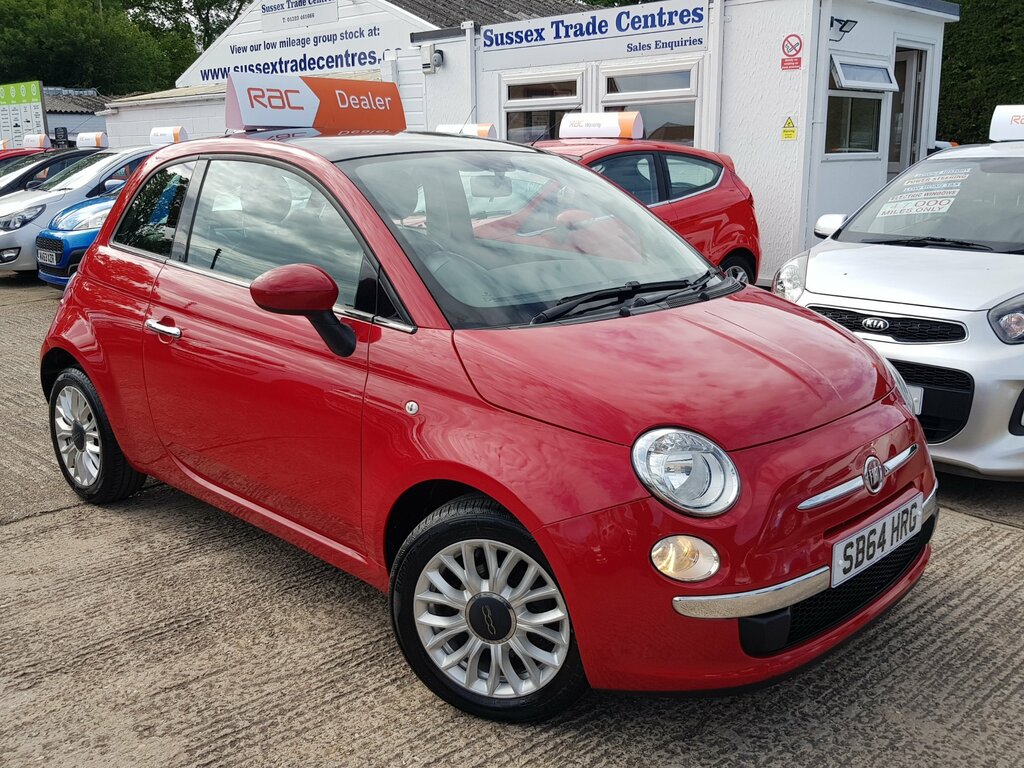 Fiat 500 1.2 Lounge Hatchback Only 33,000 Miles Pan-roof SB64HRG Red #2