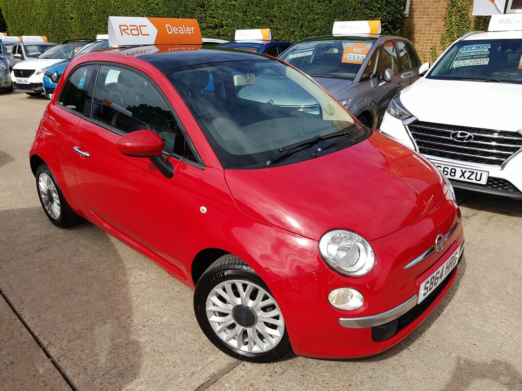Fiat 500 1.2 Lounge Hatchback Only 33,000 Miles Pan-roof SB64HRG Red #3