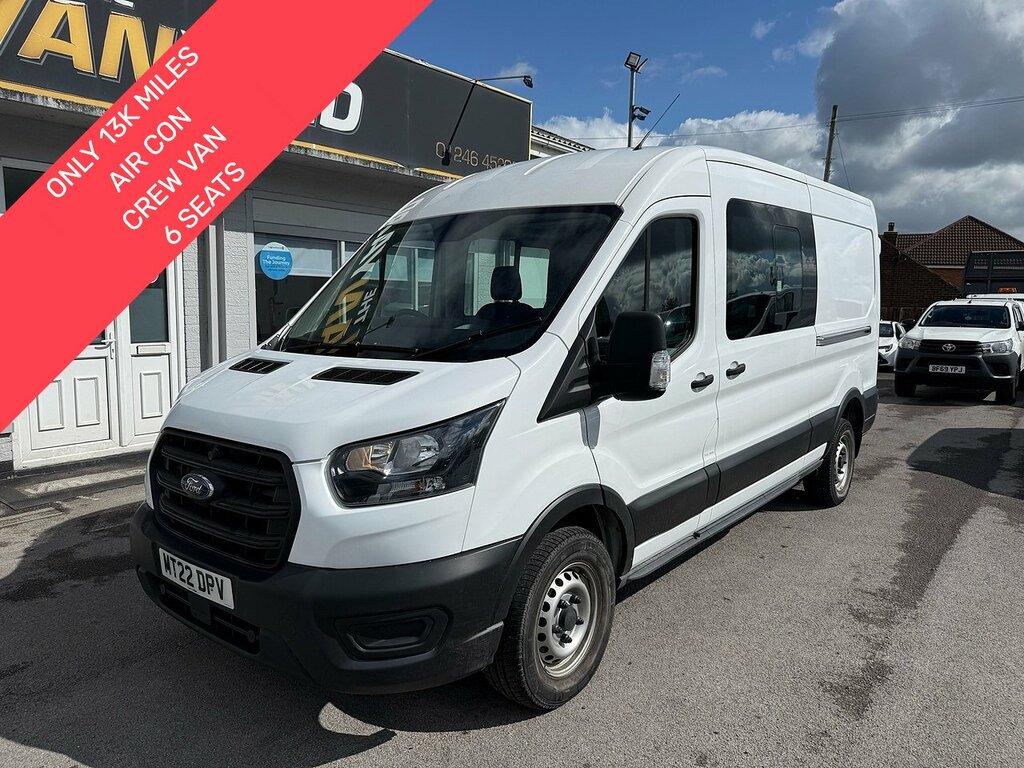 Ford Transit Custom 2.0 350 Ecoblue Leader Crew Van Air Con 6 Seat Dou White