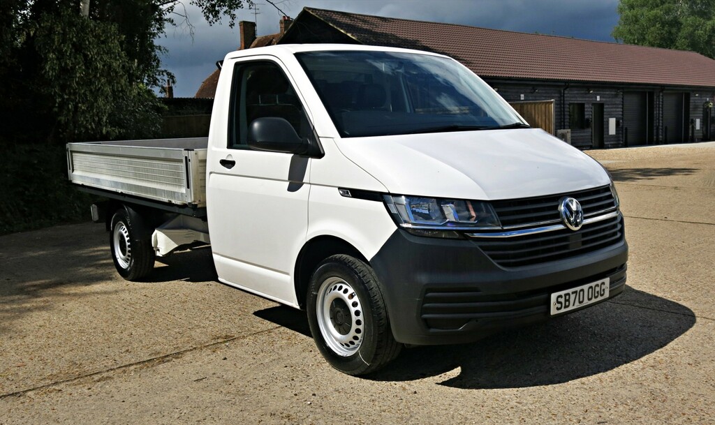 Volkswagen Transporter Dropside Tipper T6.1 110Hp Euro 6 Lwb Dropside SB70OGG White #3