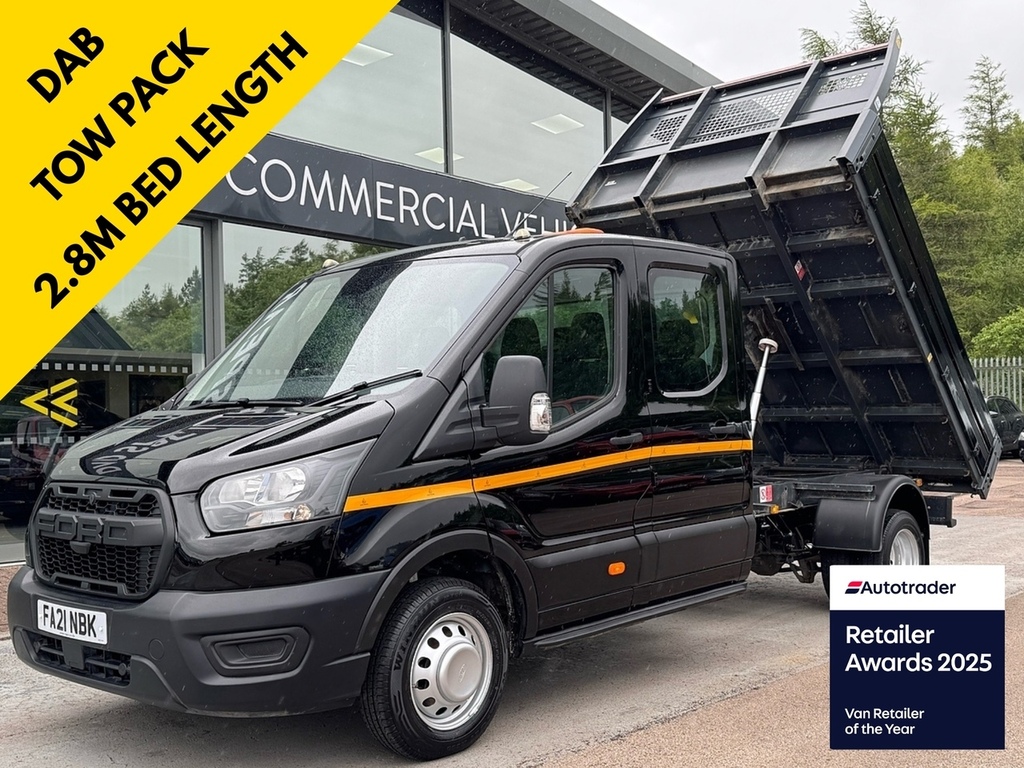 Ford Transit Custom Tdci 130Ps 350 L3drw 7 Seat Double Cab Tipper Wit Black