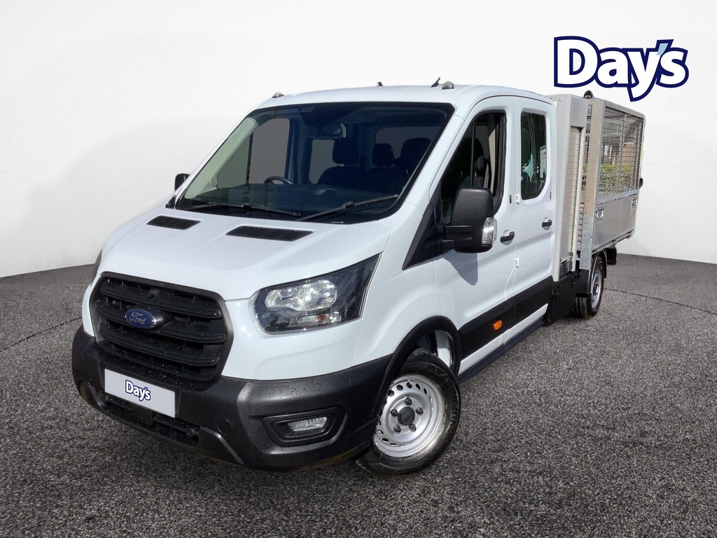 Ford Transit Custom 350 L3 Leader 7 Seat Double Cab, Pod, Caged Tipper White