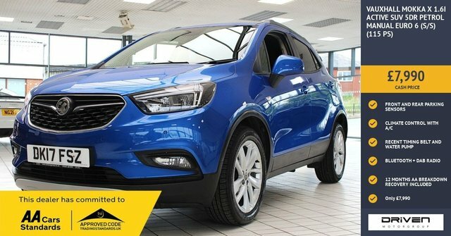 Vauxhall Mokka X 1.6I Active Suv Euro 6 S S 11 DK17FSZ Blue