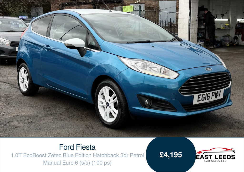 Ford Fiesta 1.0T Ecoboost Zetec Blue Edition Hatchback Pet Blue