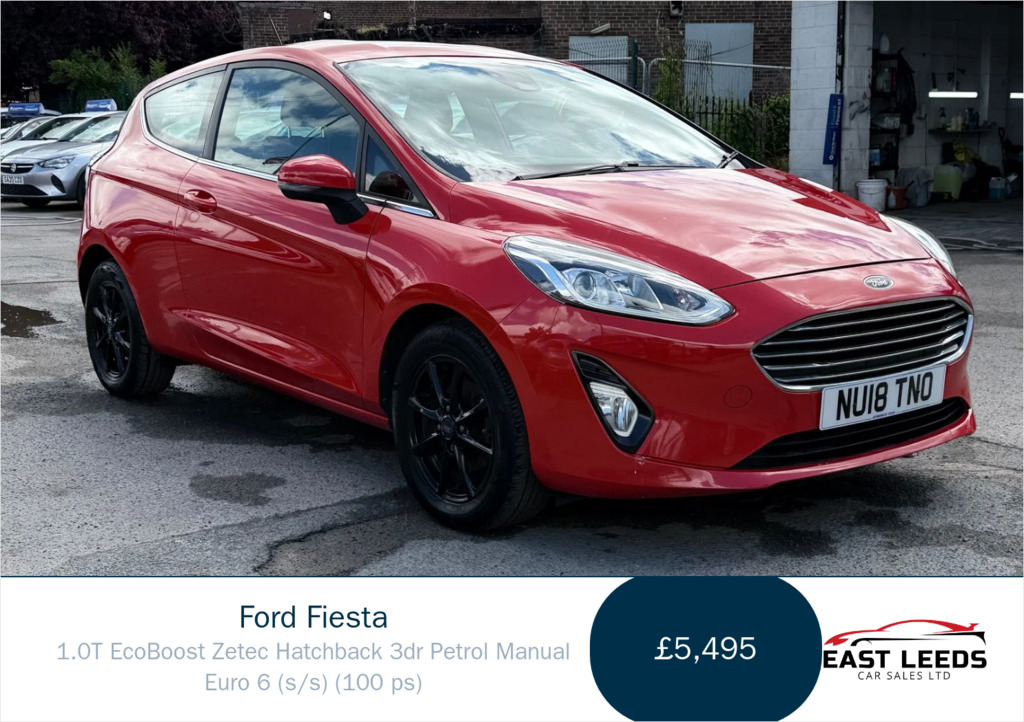 Ford Fiesta 1.0T Ecoboost Zetec Hatchback Eu NU18TNO Red