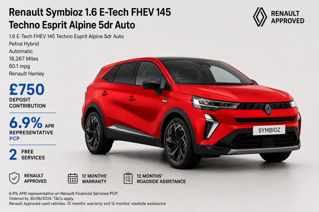 Renault Symbioz 1.6 E-tech Fhev 145 Techno Esprit Alpine Red