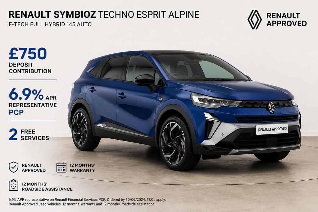 Renault Symbioz 1.6 E-tech Fhev 145 Techno Esprit Alpine Blue