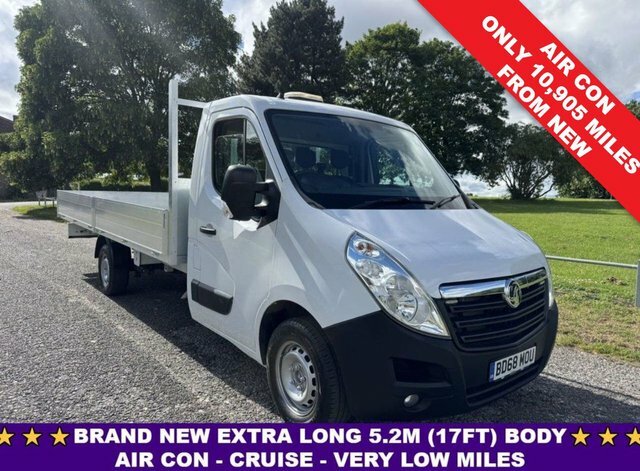 Vauxhall Movano 2.3Cdti 3.5T. Euro 6 5.2M.17ft Dropside Transit White