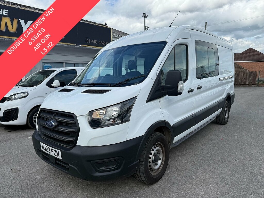 Ford Transit Custom 2.0 350 Ecoblue Leader Crew Van Air Con L3 H2 Doub MJ22PZM White